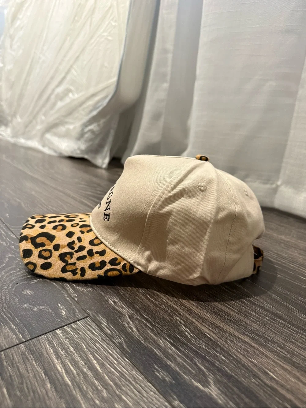 Champagne Problems Beige & Leopard Baseball Cap